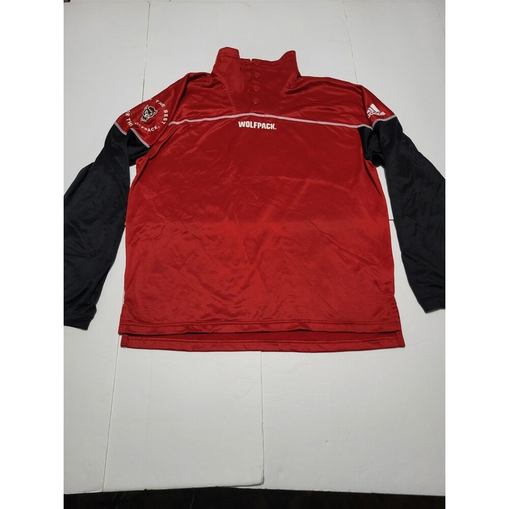 (#20)Adidas NC State Wolfpack Red  Long Sleeve Snap Pullover Only The Best M